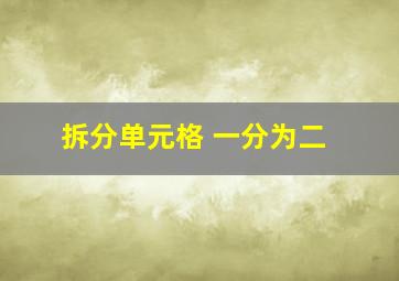 拆分单元格 一分为二